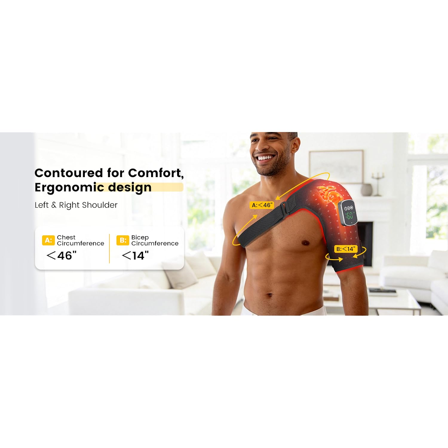 Red Light Therapy for Shoulder with Vibration Massage, 660nm 850nm Near Infrared Light Therapy Shoulder Wrap, 5000mAh Cordless Heated Should