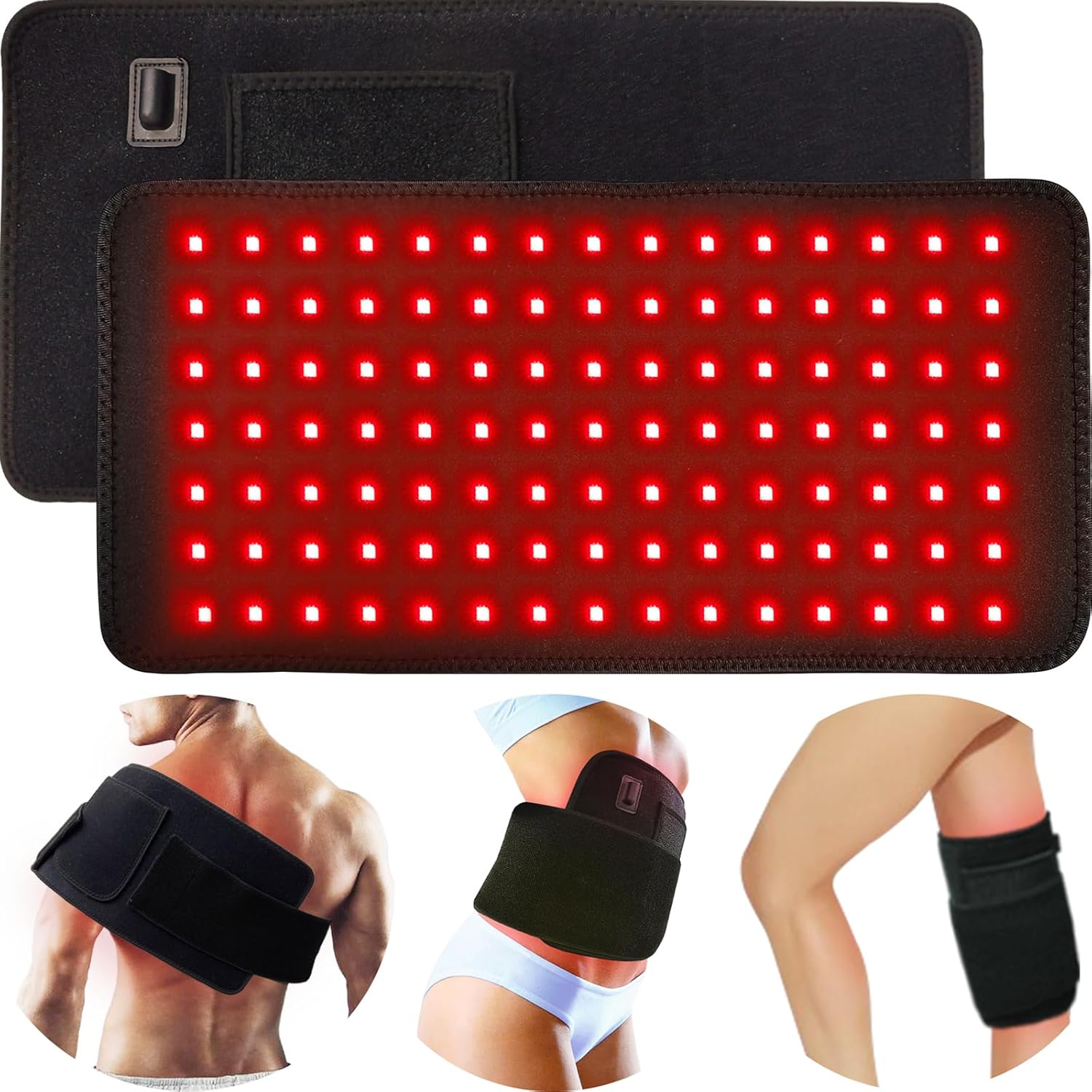 Red Light Therapy Pad for Body Back Knee Shoulder Hands Feet Portable 660nm 850nm Home Use 3 Chips in 1 Infrared Wrap Belt Gift for Women Me