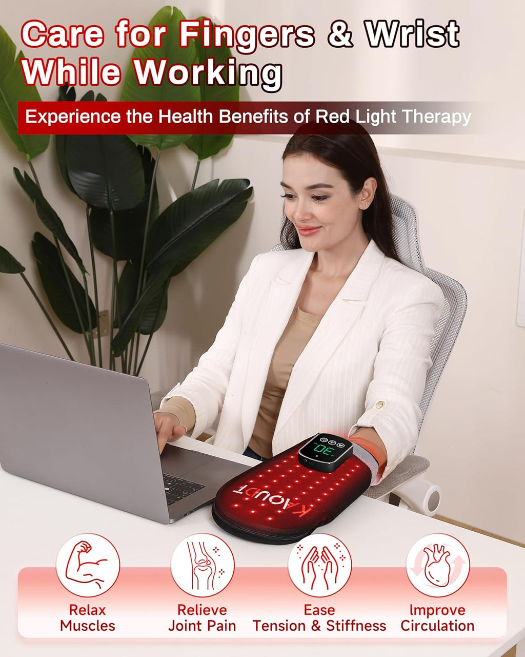 Cordless Red Light Therapy Glove for Hand, 5000mAh Rechargeable Dual-Sided 112 LEDs 660nm&850nm Infrared Light Therapy Device for Hand Finge