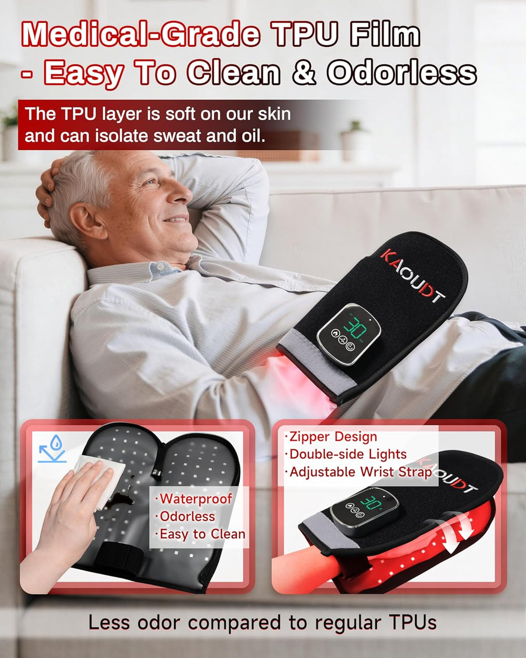 Cordless Red Light Therapy Glove for Hand, 5000mAh Rechargeable Dual-Sided 112 LEDs 660nm&850nm Infrared Light Therapy Device for Hand Finge