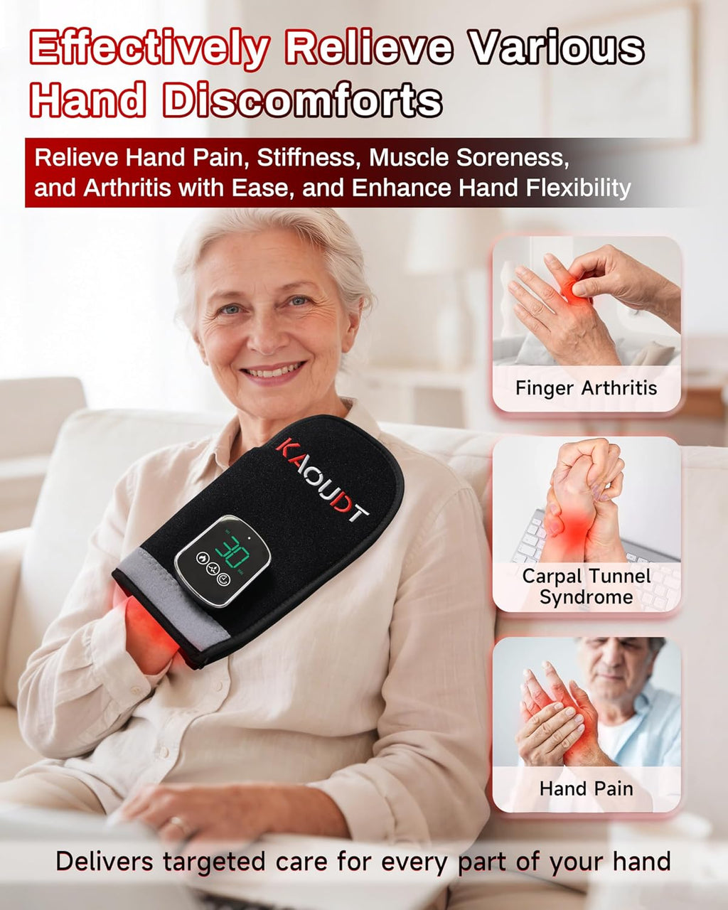 Cordless Red Light Therapy Glove for Hand, 5000mAh Rechargeable Dual-Sided 112 LEDs 660nm&850nm Infrared Light Therapy Device for Hand Finge