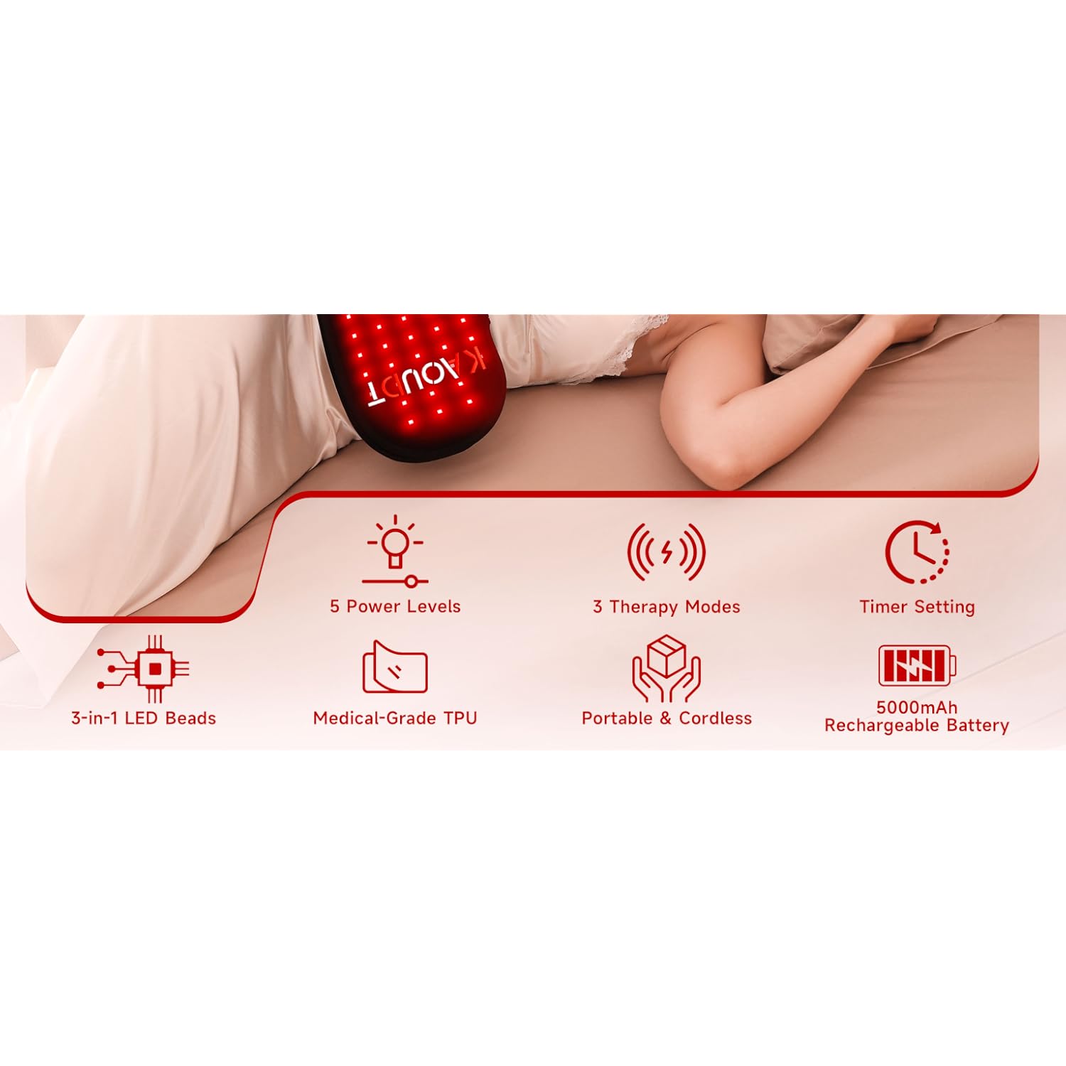 Cordless Red Light Therapy Glove for Hand, 5000mAh Rechargeable Dual-Sided 112 LEDs 660nm&850nm Infrared Light Therapy Device for Hand Finge