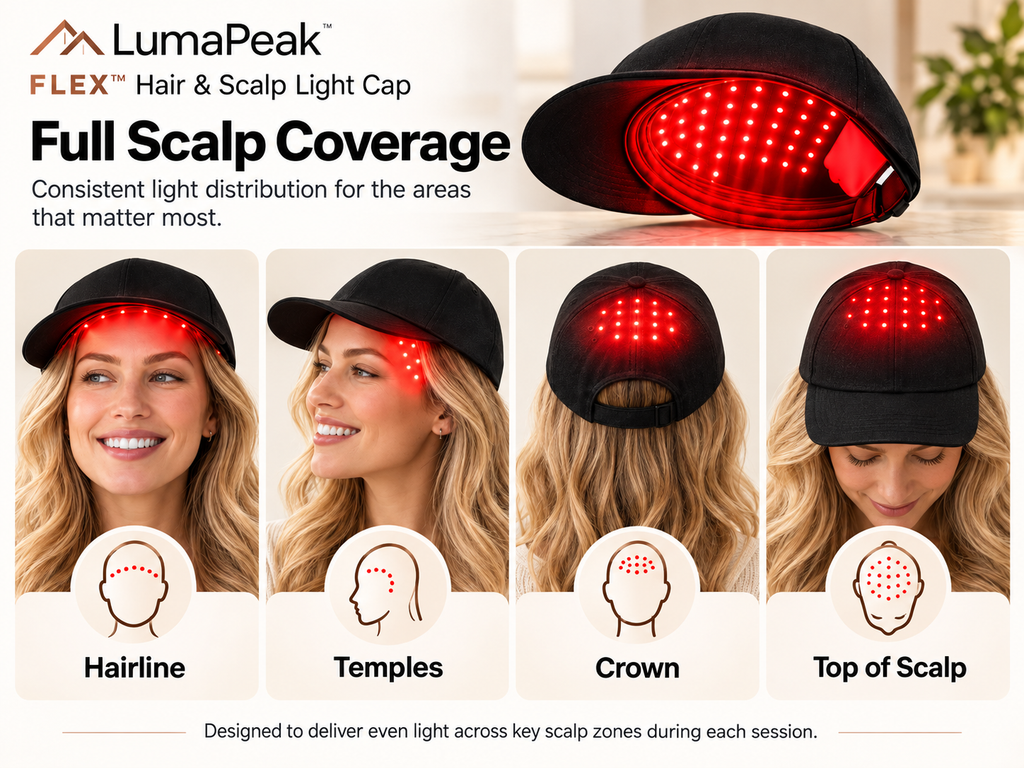 LumaPeak FLEX full scalp coverage zones