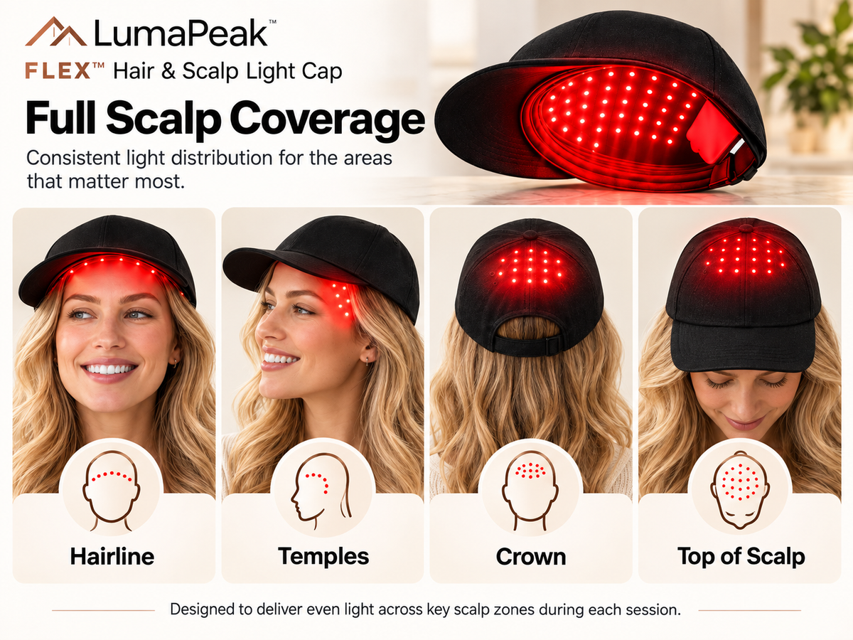 LumaPeak FLEX full scalp coverage zones