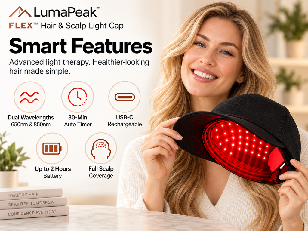 LumaPeak FLEX smart features dual wavelengths timer rechargeable battery