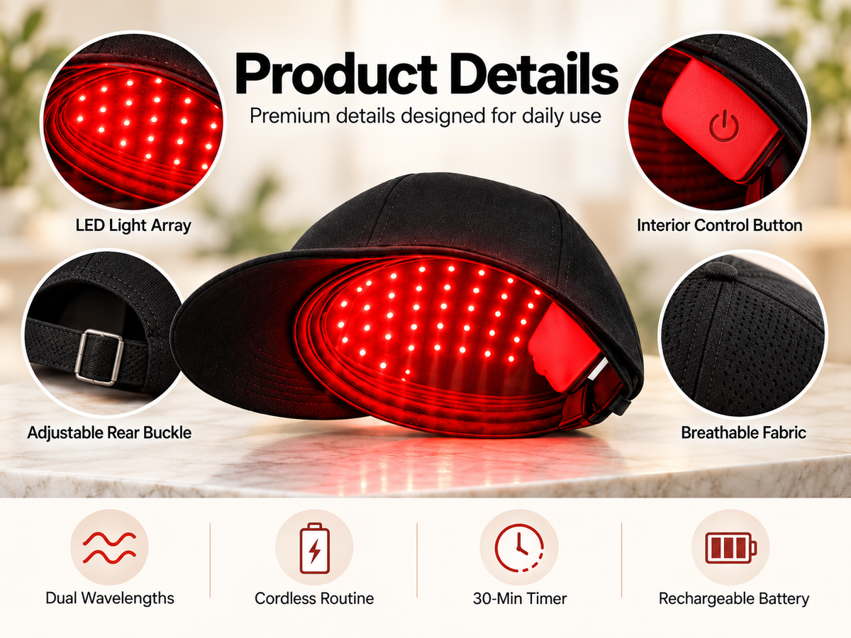 LumaPeak FLEX product details LED array control button adjustable buckle breathable fabric