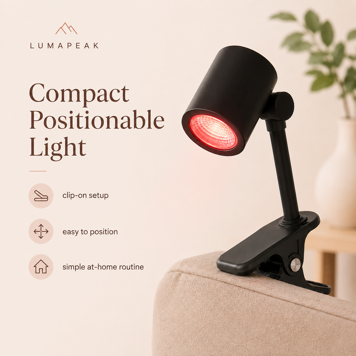 LumaPeak Beam Clip Lamp compact positionable light format