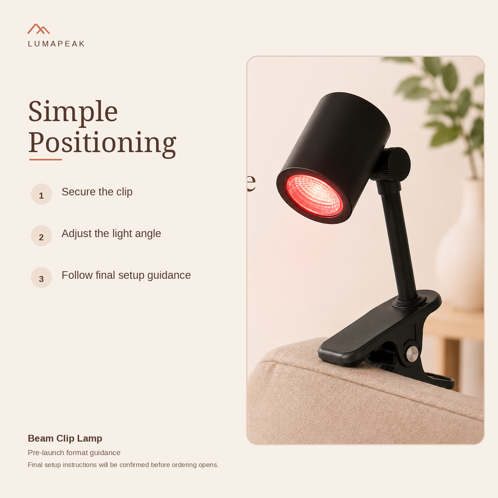 LumaPeak Beam Clip Lamp simple positioning guidance
