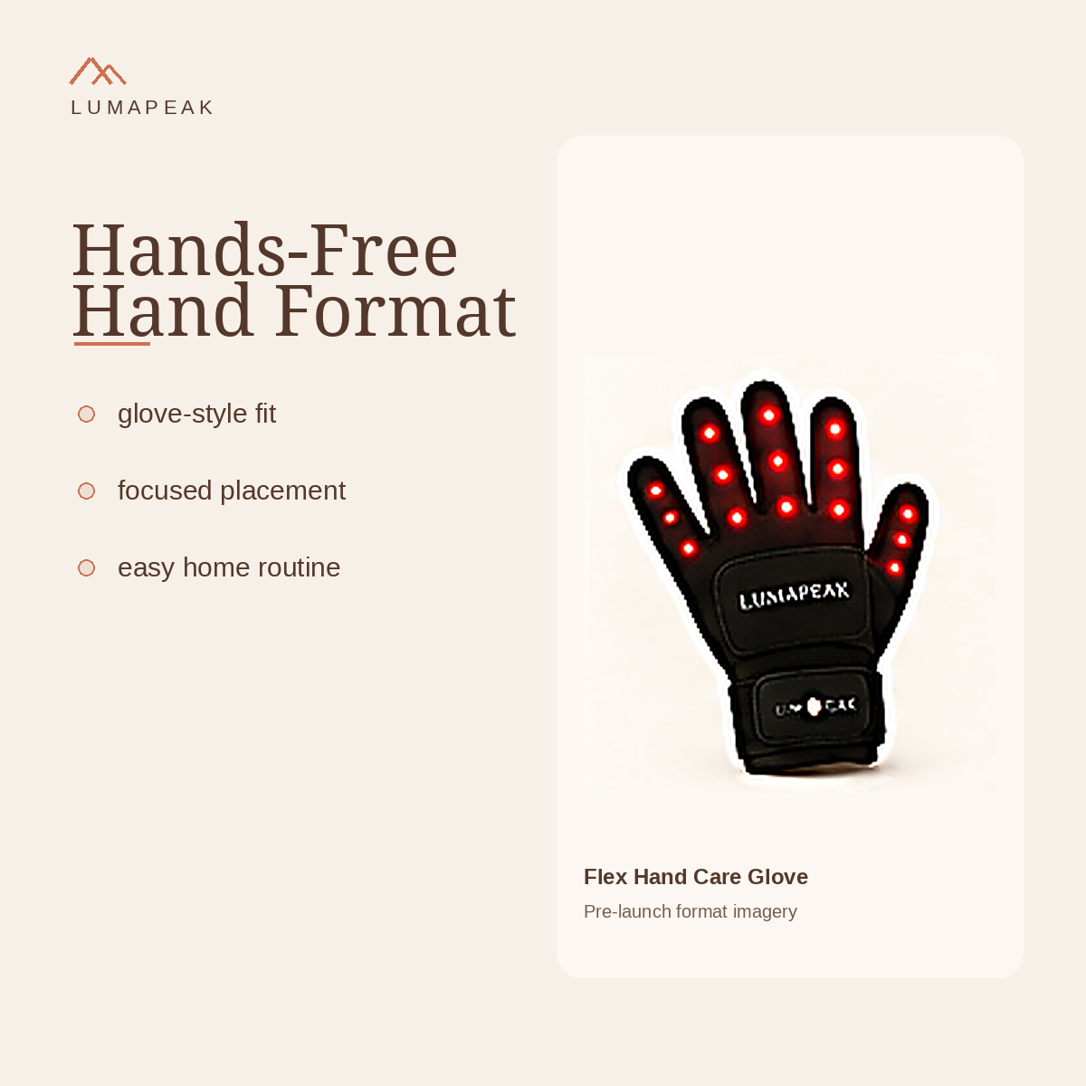 LumaPeak Flex Hand Care Glove hands-free wearable format