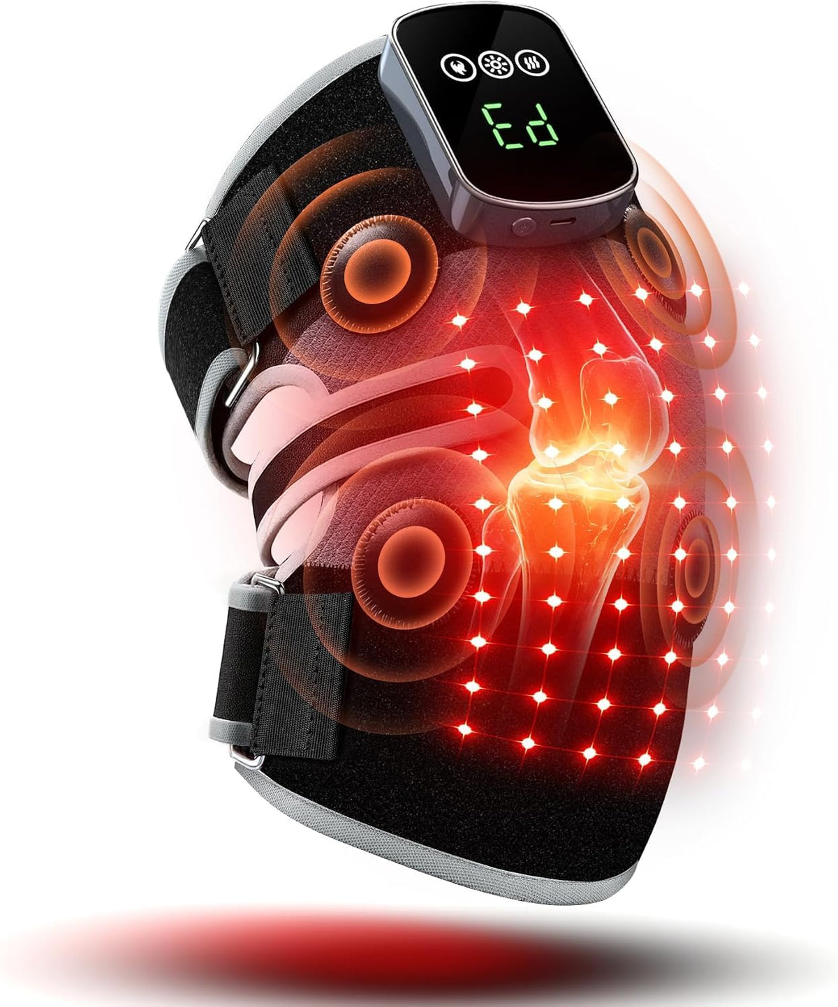 LumaPeak FLEX Knee Wrap actual product image, black cordless red light knee brace Main image