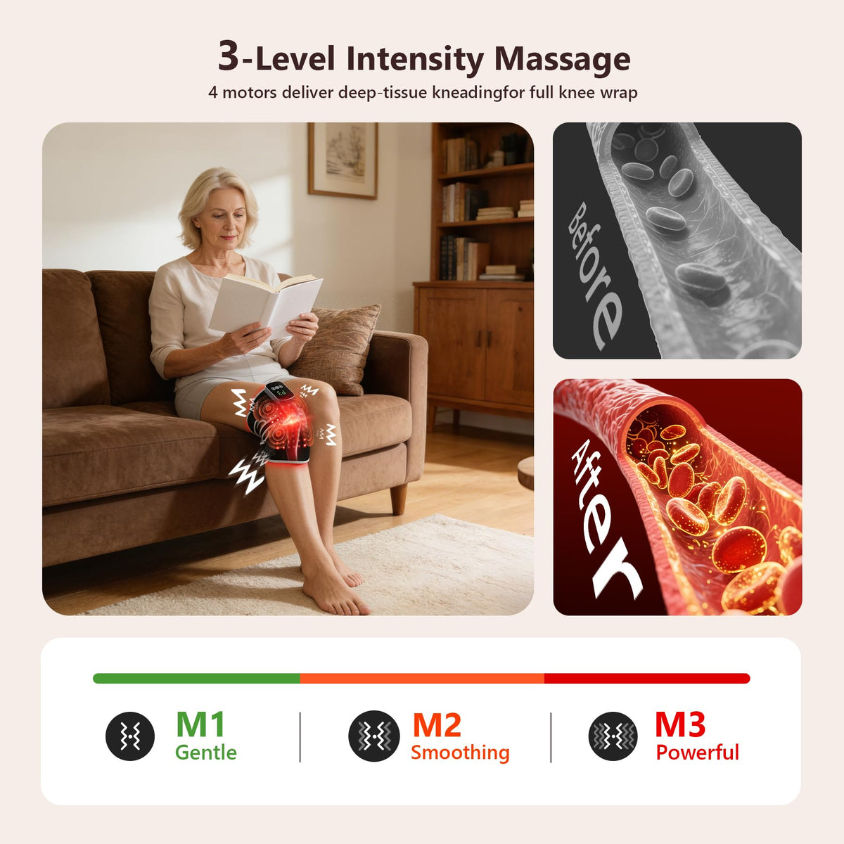 LumaPeak FLEX Knee Wrap vibration massage feature image