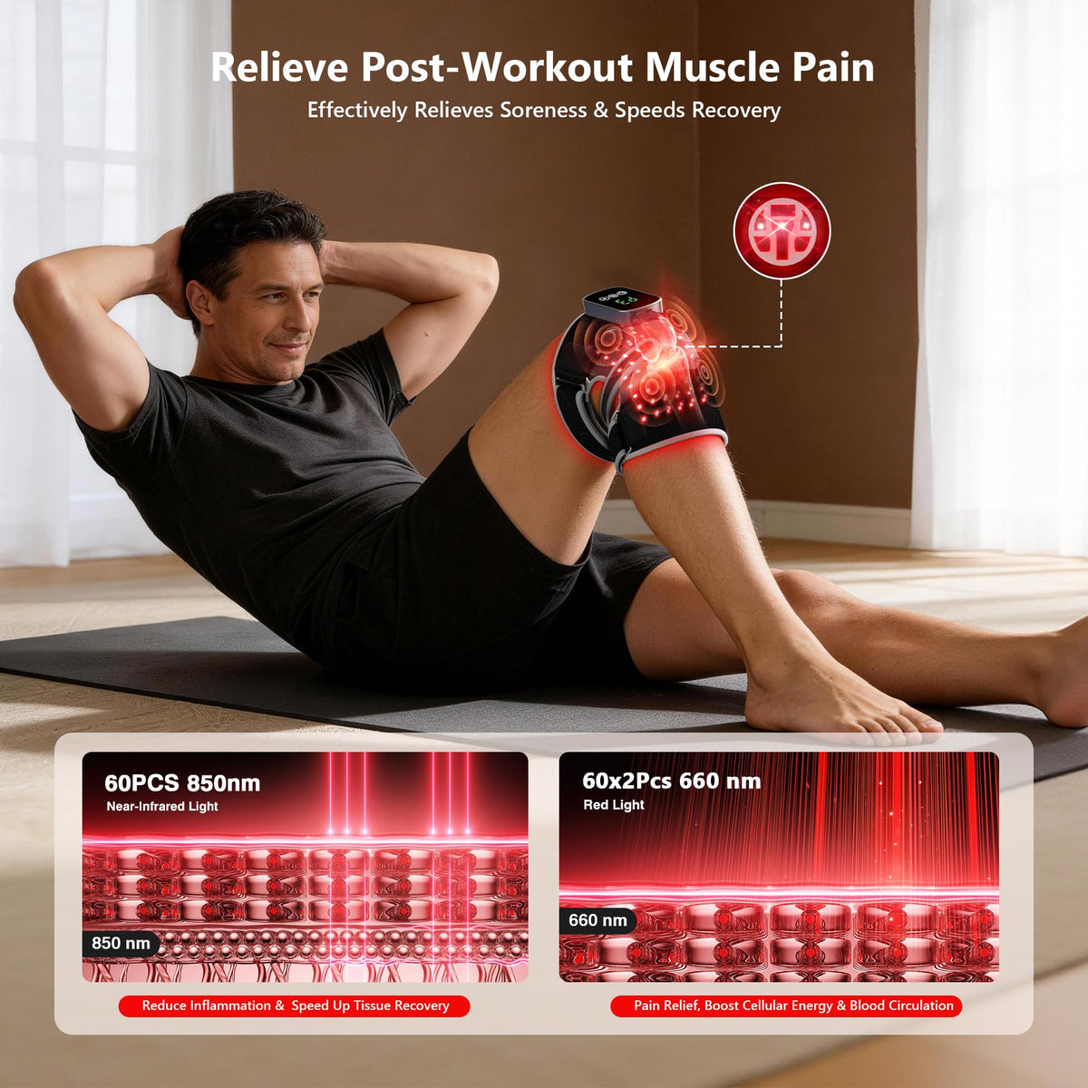 LumaPeak FLEX Knee Wrap red and near-infrared light feature image