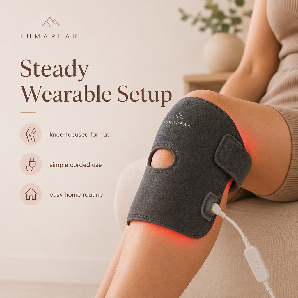 LumaPeak Flex Knee Wrap corded wearable setup