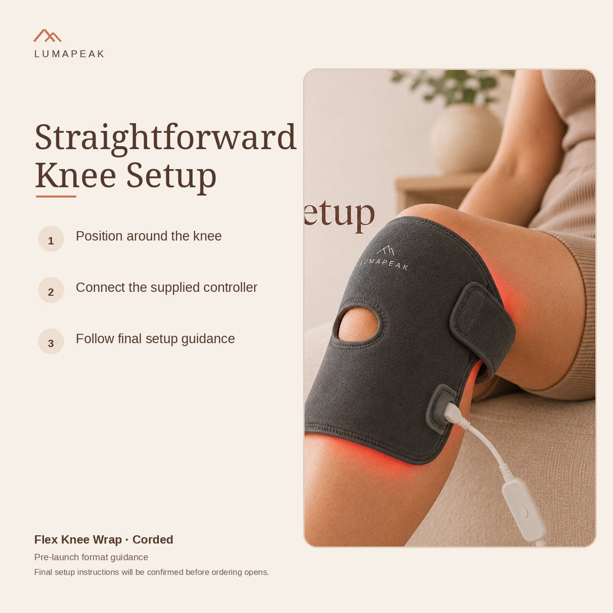 LumaPeak Flex Knee Wrap corded setup guidance