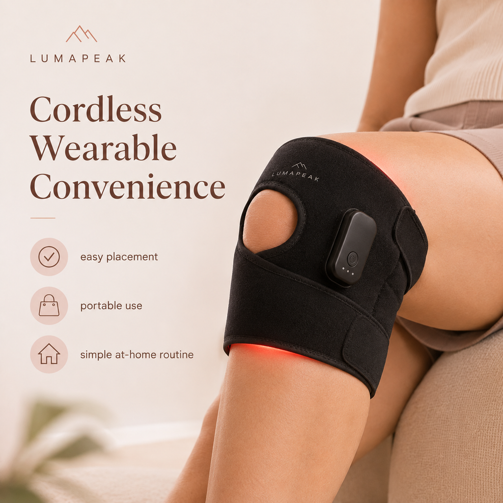 LumaPeak Flex Knee Wrap cordless wearable format