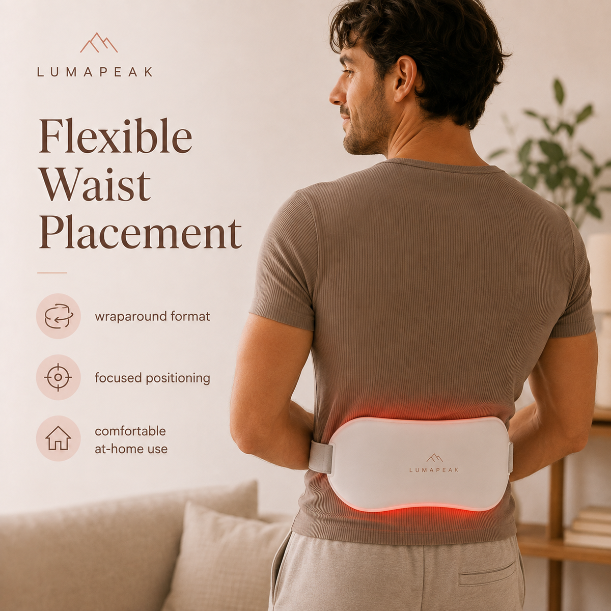 LumaPeak Flex Waist and Back Belt flexible at-home placement