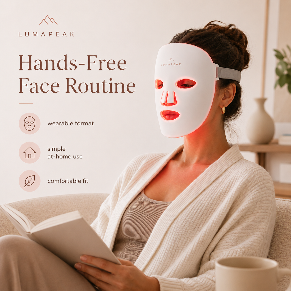 LumaPeak Glow Mask hands-free at-home face light routine