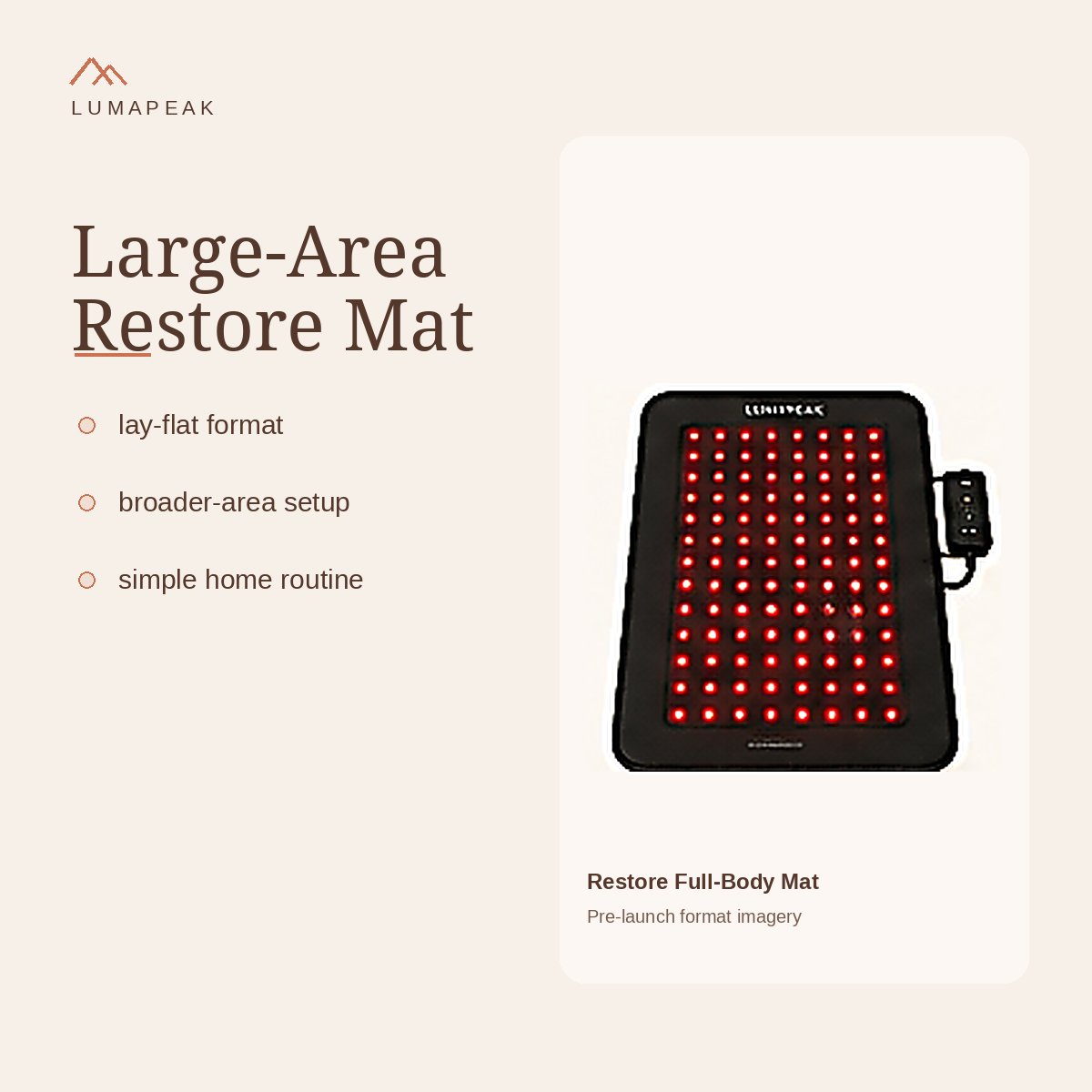 LumaPeak Restore Full-Body Mat large-area lay-flat format
